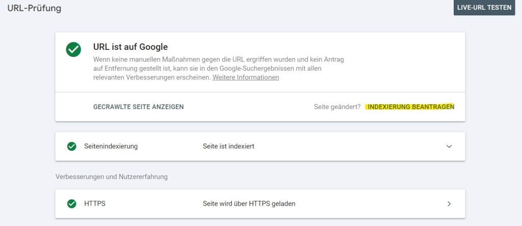 screenshot url prüfung google search console